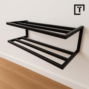 Metal shelf, Entryway storage, 2-tier shoe rack or 1-Tier, Outdoor shoe rack,  Wall mount shoe rack hallway rustic shoe