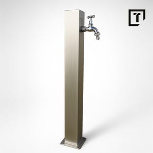 INOX 100 x 100 mm Stal nierdzewna Kran ogrodowy, wolnostojący kran ogrodowy, kolumna z kranem, kran montowany na podłodze, kran ogrodowy