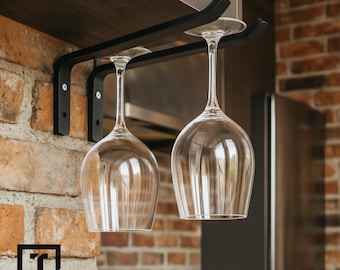 Rustic Steel Wine Glass Holder: Modern Bar Accessories Set