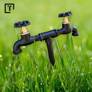 Doppelt Rohr Garten Wasserhahn | gartenhahn | Hydrant | personalisierte Farbe | Wasser im Garten , wasserzapfsule garten