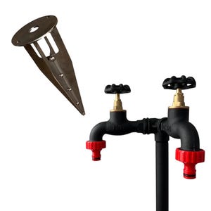 1x INOX Double Rohr Garten Wasserhahn | gartenhahn | wasserzapfsule garten | Gartenkran | mit Wasserschnellkupplung
