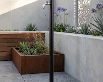 INOX Pipe Modern Outdoor Faucet Column | Minimalist Garden Hydrant Post | Freestanding Yard Tap | TERLECKI