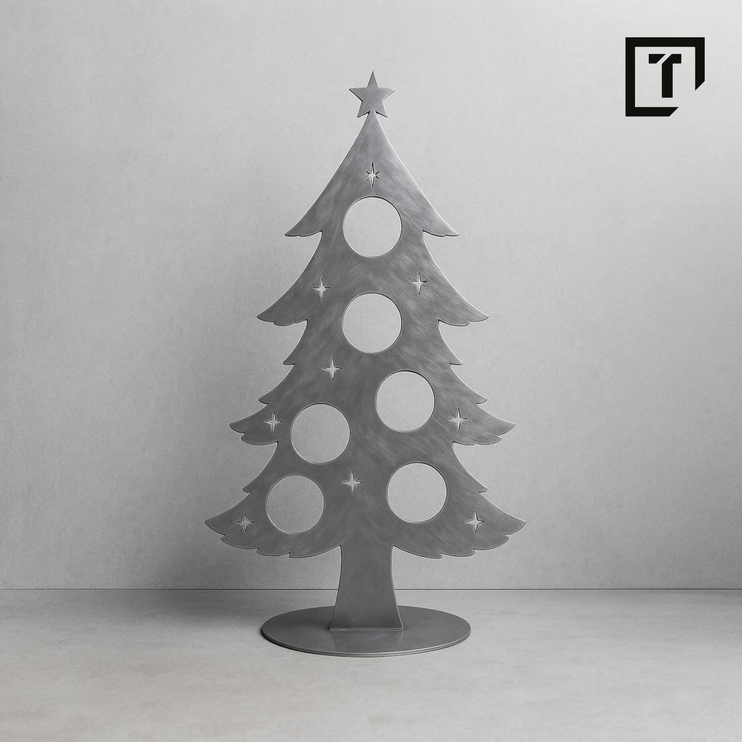 Albero Di Natale Metallico Design Nero Spetebo - 78 Cm Con 10 Ganci, Punta A Stella, Per Decorazioni