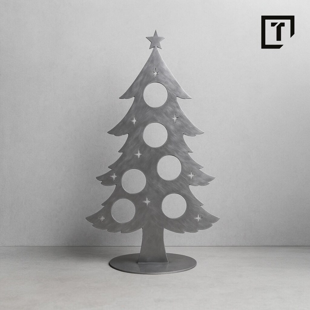 Albero Di Natale Metallico Design Nero Spetebo - 78 Cm Con 10 Ganci, Punta A Stella, Per Decorazioni