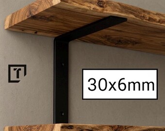 30x6mm Flat Iron Shelf Bracket: Powder Coated Steel