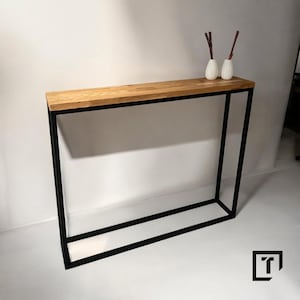 Konsolentisch, Regal Eingangsbereich | Holzkonsole Oak table Arbeitsplatte aus Eiche | Industrial Console Table