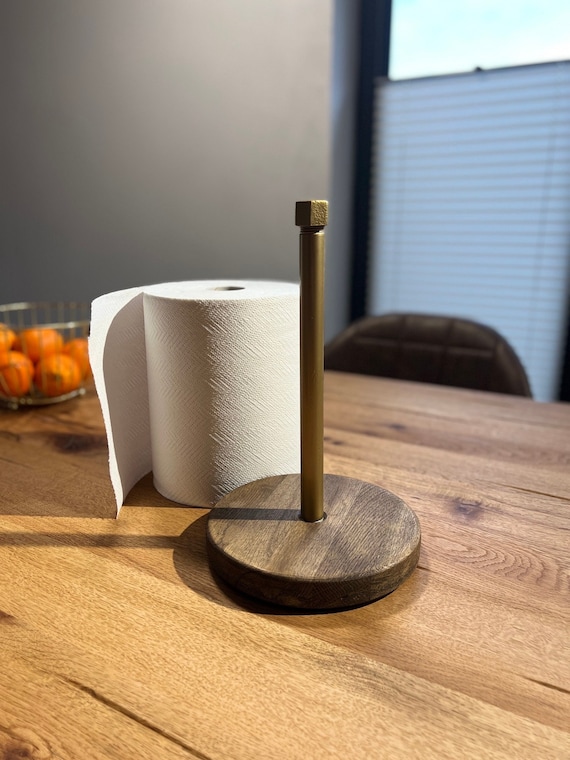 Eiche Kuchenrollenhalter Natur Für Küche Papierrollenhalter Gold