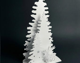 Steel Christmas Tree with Reindeer – Modern Holiday Mantel Decor