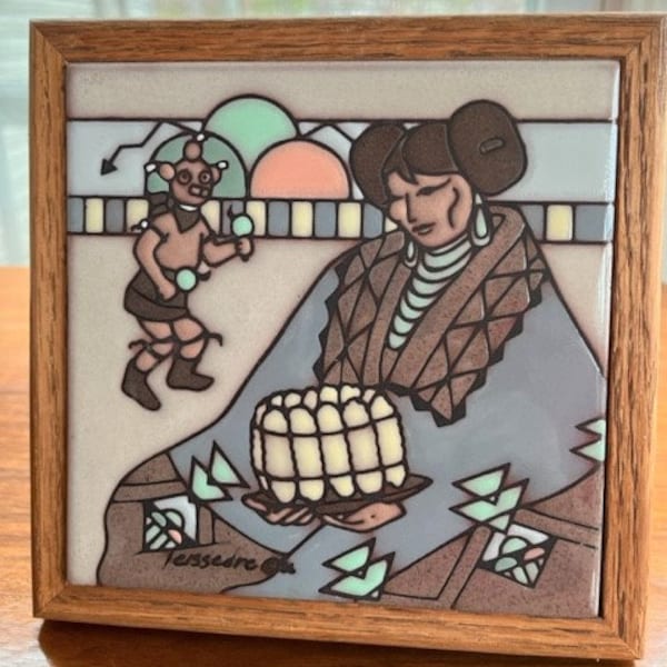 Teissedre Southwest Tile/1986 Cleo Teissedre/Hopi Woman and Mudhead