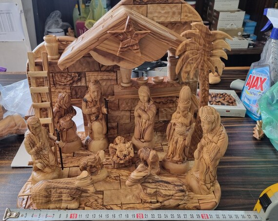 Nativity ,olive wood nativity. nativity crib.nativity set , (((( free shipping))))