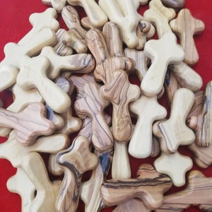 Olive wood Comfort cross 2.5 inch  ( 100 piece ).(( free shipping))  comfort cross .pocket cross .made in the holy land