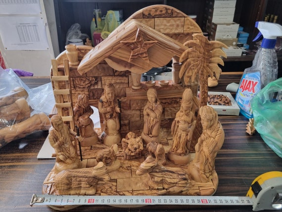 Nativity ,olive wood nativity. nativity crib.nativity set , (((( free shipping))))