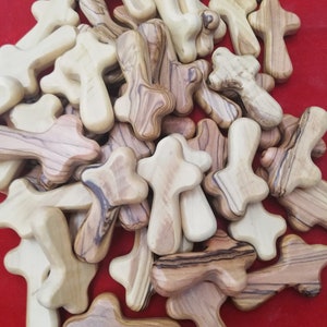 Hand Carved Olive Wood Comfort Cross - Bethlehem Holy Land (30 Piece)