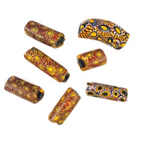 Vintage Venetian Millefiori Trade Beads Medium Lot of 7 -Large 38mm Murano Glass - African Trade Beads