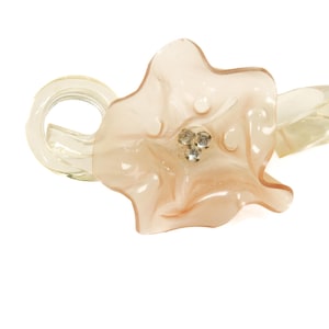 Vintage Bakelite Flower Brooch Pin Large 4&quot; - Pink and Cream Ivory with Rhinestones - 1940s Art Deco Statement Jewelry