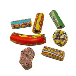 Rare Large Antique Venetian Millefiori Trade Beads - Murano Glass Statement Beads - 7 West African Trade Beads