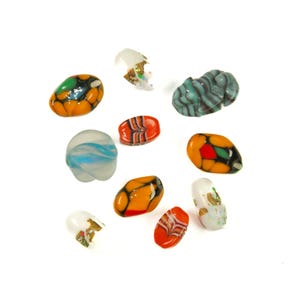 Venetian Mosaic Glass African Trade Beads Lampwork Mix -Set of 10