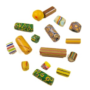 Rare Antique Multimurrine Venetian Millefiori Trade Beads - African Mosaic (Set of 15)