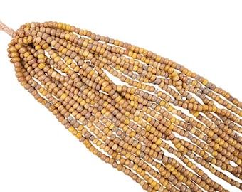 Natural Earth Tone Jasper Rondelle Beads - 3mm Smooth Gemstone Heishi- 19 Inch Strand- Vintage Jewelry Making Supply