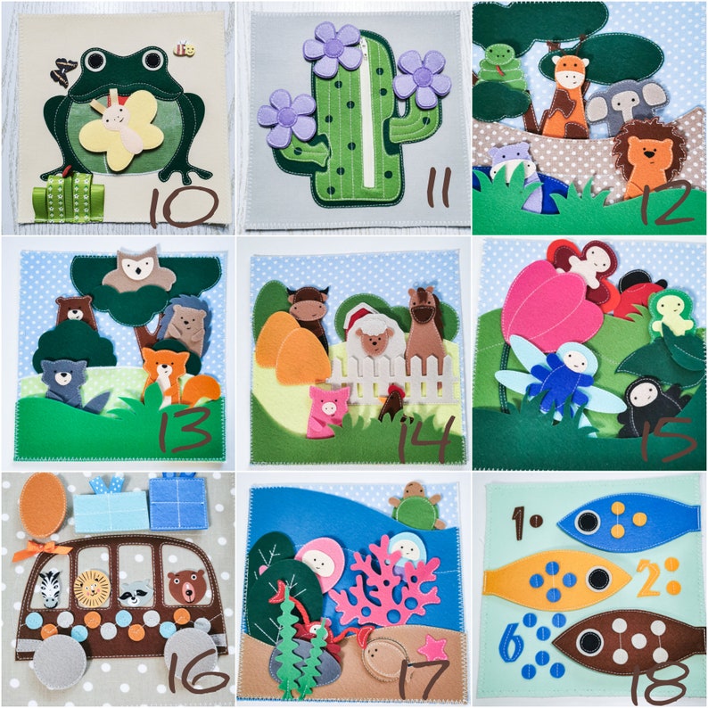 Felt book Montessori toddler quiet book Felt activity book Quiet book pages Personalized baby book Birthday gift.
