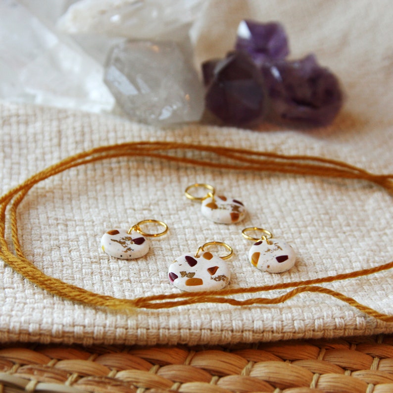 Handmade stitch markers for knitting made of polymer clay