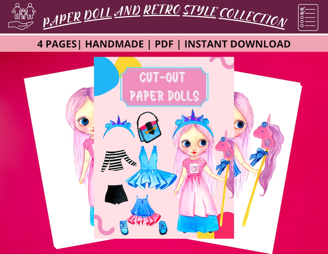 Girl Paper Doll Doll Games for Girl Paper Fashion Doll Etsy