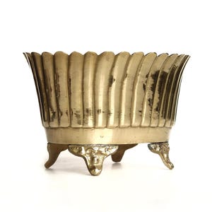Messing Übertopf mit Füßen Orient Wohndeko Pflanztopf Gold, Vintage Blumentopf