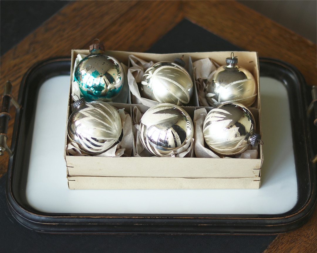 Old Christmas Tree Baubles Christmas Bauble Set Shabby Etsy