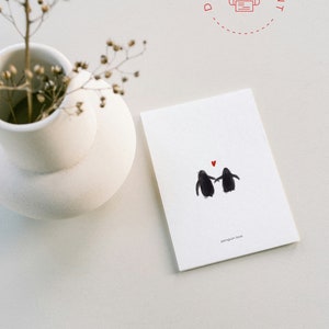 Penguins 2 Carte imprimable / Téléchargement instantané PDF / Modèle de carte - Penguin love