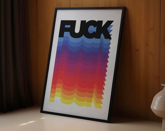 Rainbow Gradient Curse Word Art Print (Digital Download)