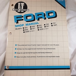 Vintage I & T Ford New Holland Traktor Handbuch für die Modelle 501, 600, 601, 700, 701, 800, 801, 900, 901, 1801, 2000, 4000 Taschenbuch 1964