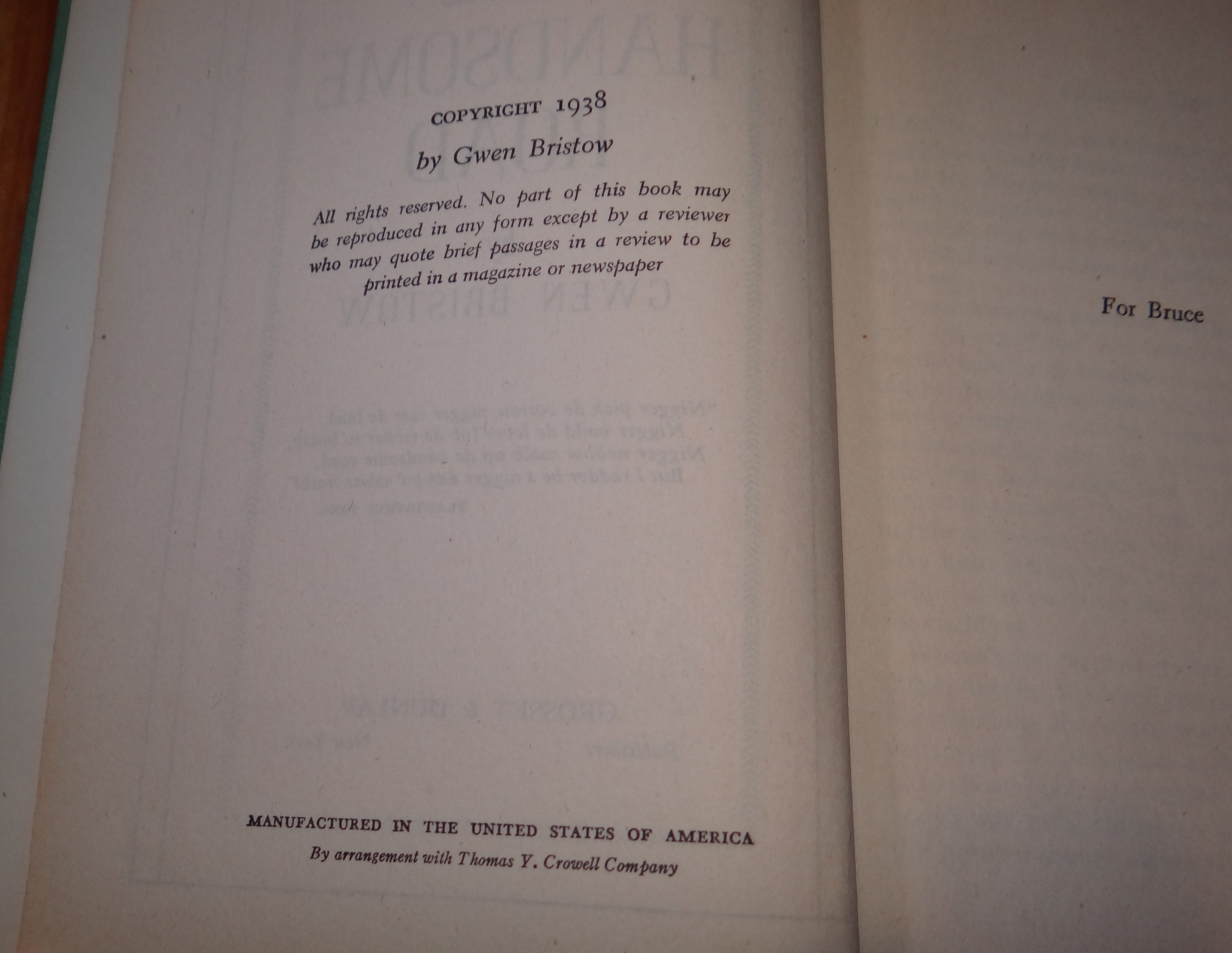 Vintage Plantation Novel the Handsome Road by Gwen Bristow 1938