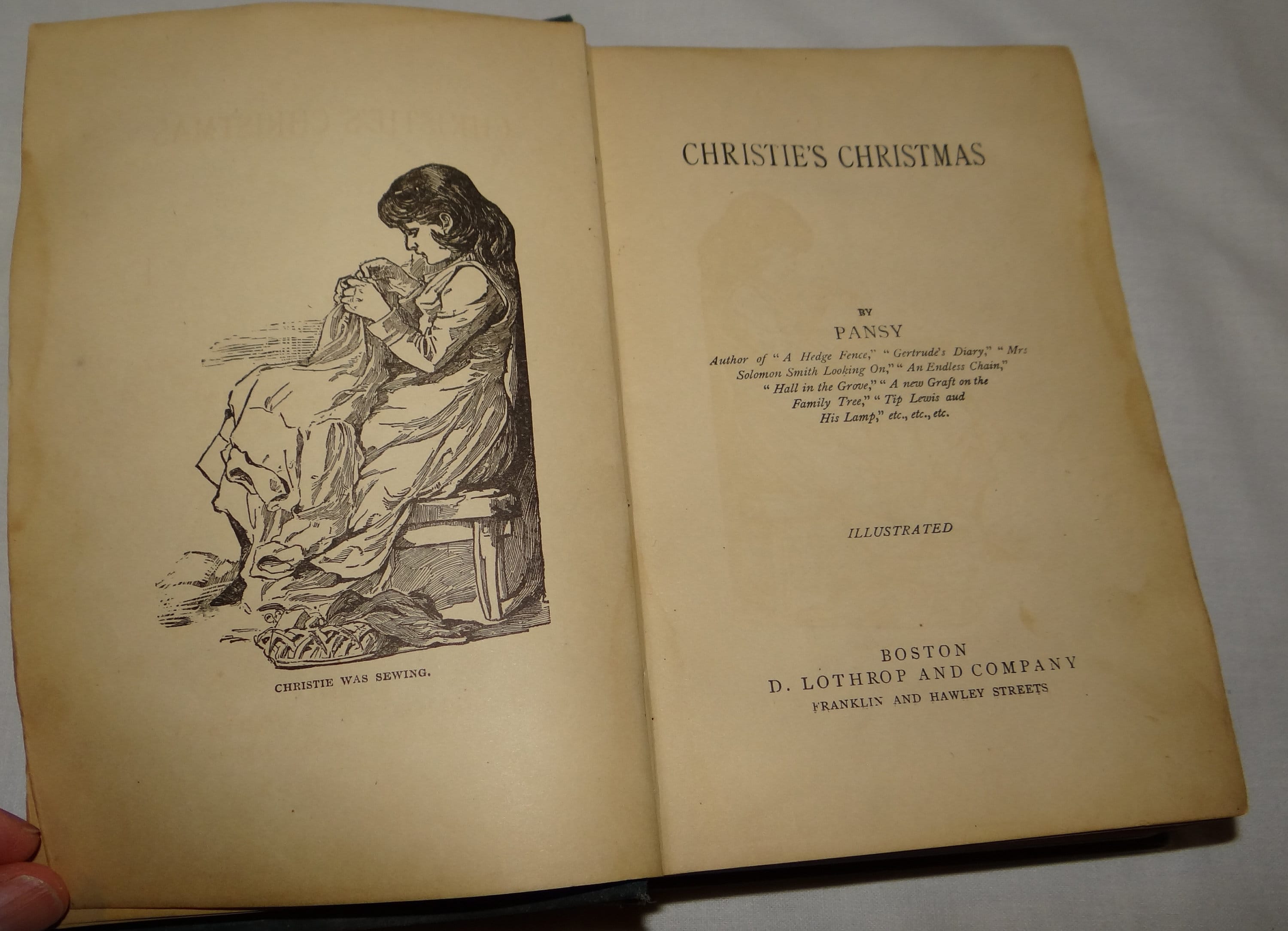 Antico racconto cristiano per bambini Christie's Christmas di Pansy (Isabella MacDonald Alden), 1884 Probabile prima edizione HB senza DJ
