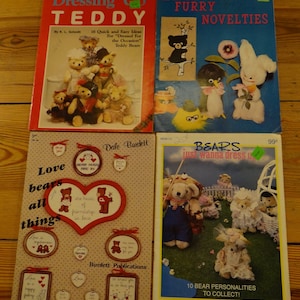 Vintage Teddy Bear Novelties Dale Burdett Dressup Craft Booklets Crochet Sewing Fake Fur 4 Magazines/Booklets 1971-1990
