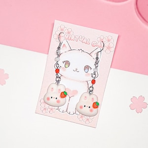 Strawberry Bunny Earrings| Handmade kawaii earrings, Handmade, Cute, Kawaii Earrings , Bunny Earrings, Rabbit, Resin, Stainless Steel