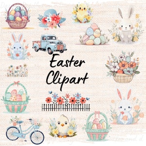 Easter Clipart ~ Instant Download ~ Bunny Clipart ~ Spring Clipart ~ Cute Easter Story Clip Art ~| Bunny PNG ~ Easter Sublimation
