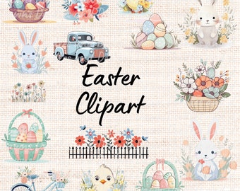 Easter Clipart ~ Instant Download ~ Bunny Clipart ~ Spring Clipart ~ Cute Easter Story Clip Art ~| Bunny PNG ~ Easter Sublimation