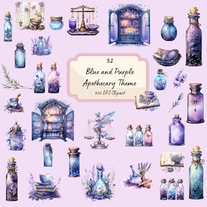 Apothecary Png -  Apothecary Decorations - Digital Download - Witch Clipart - Printable Watercolor Clipart - Pagan Clipart Bundle