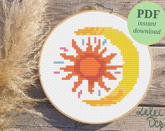 Sunny Moon easy Cross stitch Pattern