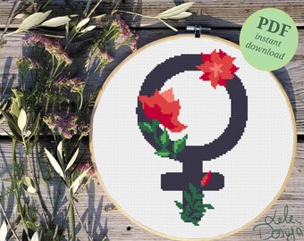 Flower power Cross stitch embroidery pattern
