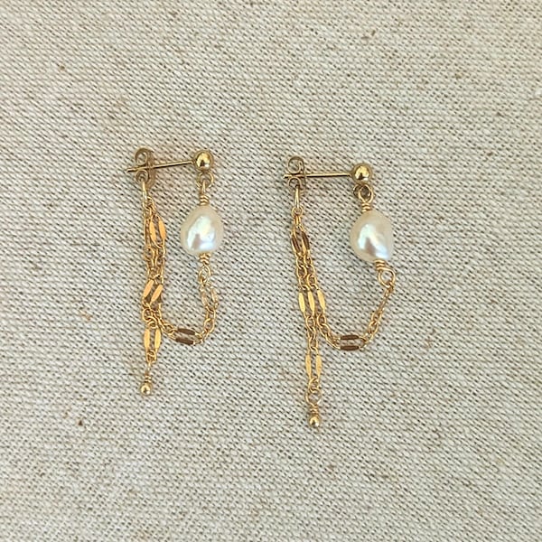 Siren Earrings - 14k Gold Filled and Freshwater Pearls
