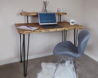 Wooden Desk | Home Desk | Rustic Desk | Hairpin Desk | Industrial Desk | Home Office | Computer Desk | Monitor Stand | Hairpin Table