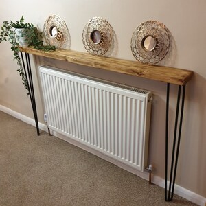 Rustic Radiator Cover With Hairpin Legs | Radiator Shelf