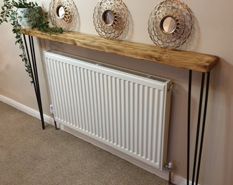 Rustic Radiator Cover With Hairpin Legs | Radiator Shelf