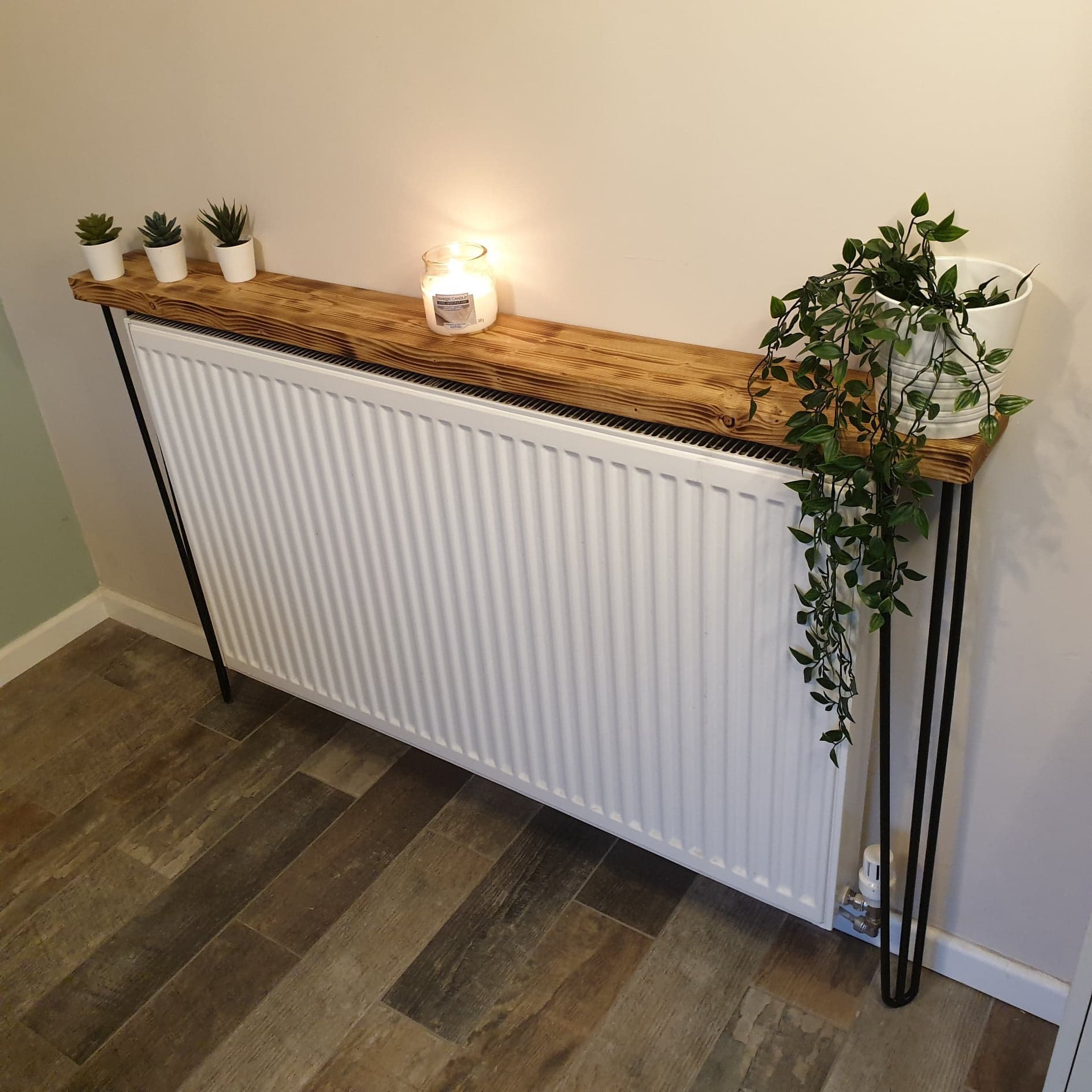 Rustic Radiator Cover With Hairpin Legs Radiator Shelf Etsy UK