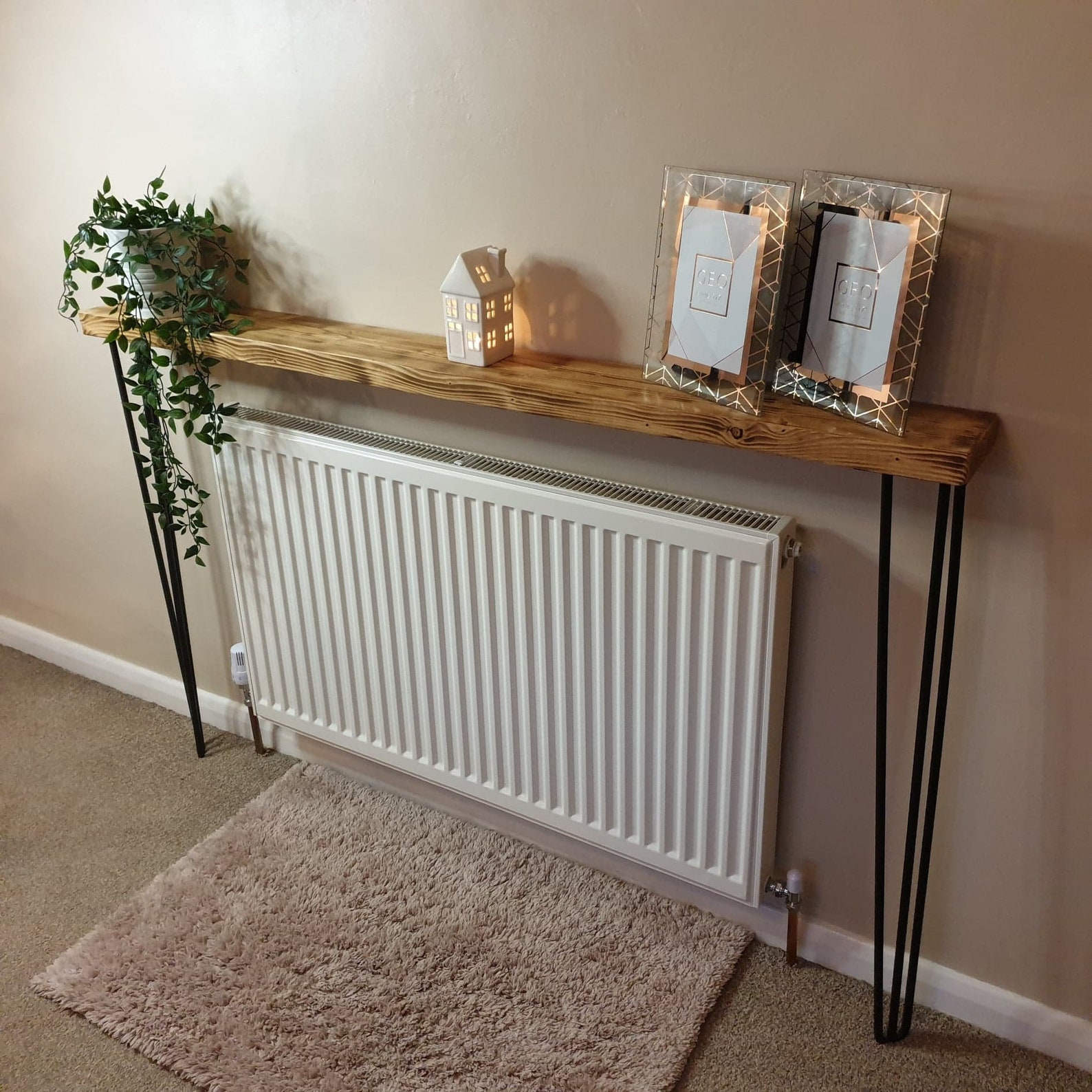 Rustic Radiator Cover With Hairpin Legs Radiator Shelf Etsy UK