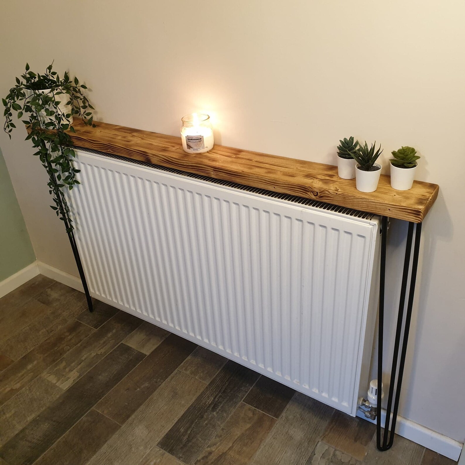 Rustic Radiator Cover With Hairpin Legs Radiator Shelf Etsy