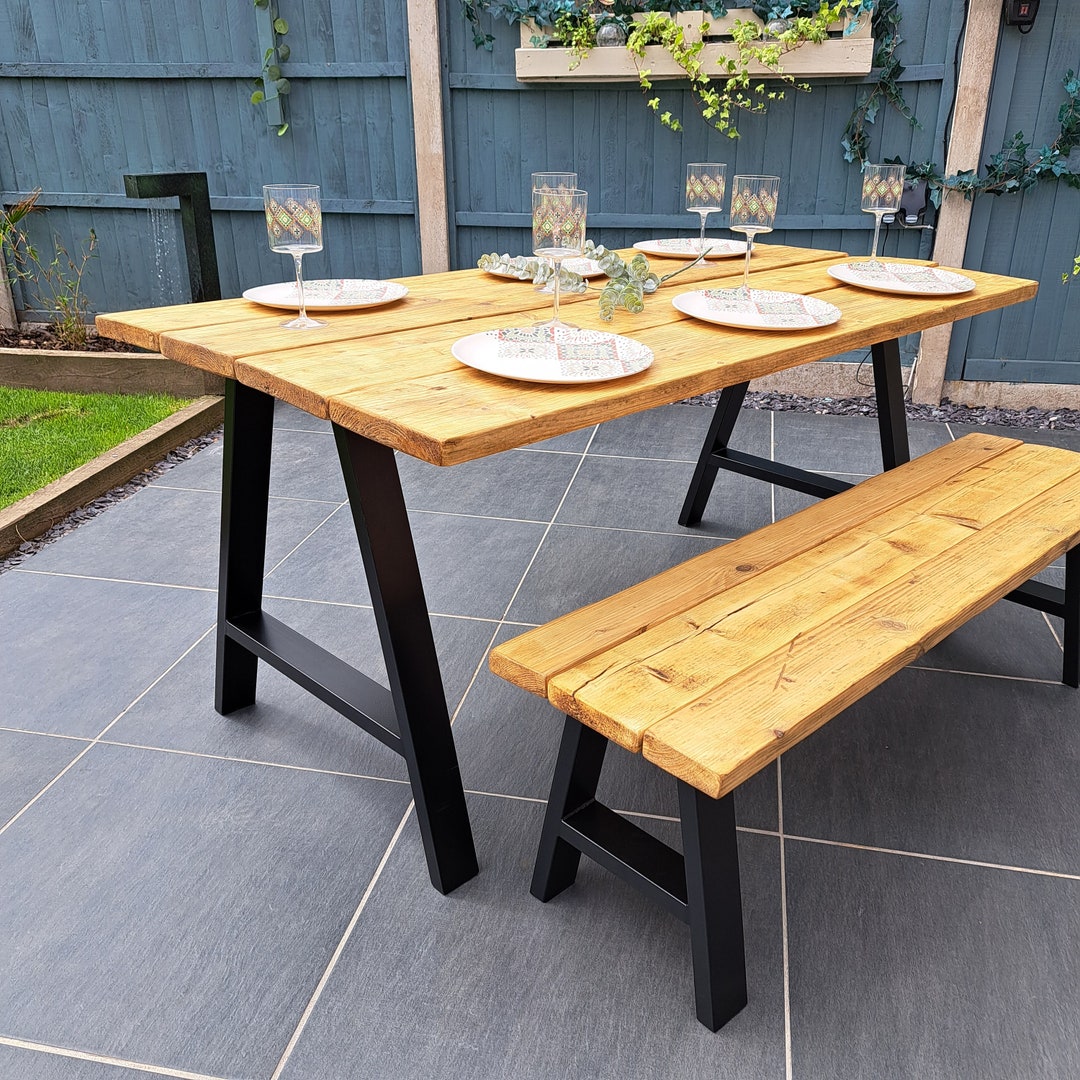 Outdoor Table Reclaimed Wooden Table Scaffold Board Table Garden Dining