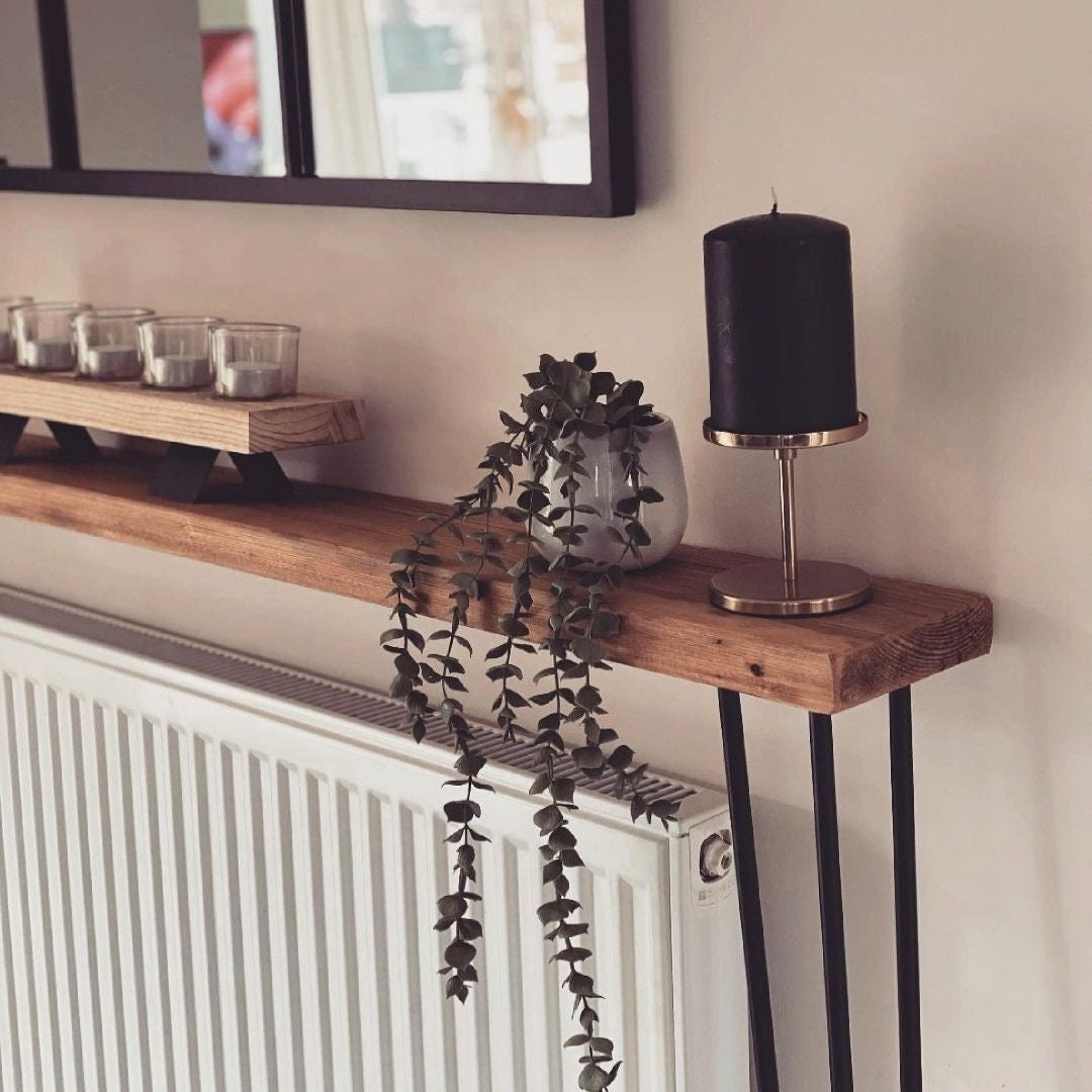 Console Covering Radiator Rustic Radiator Cover | Console Table | Narrow Table | Hairpin Shelf ...