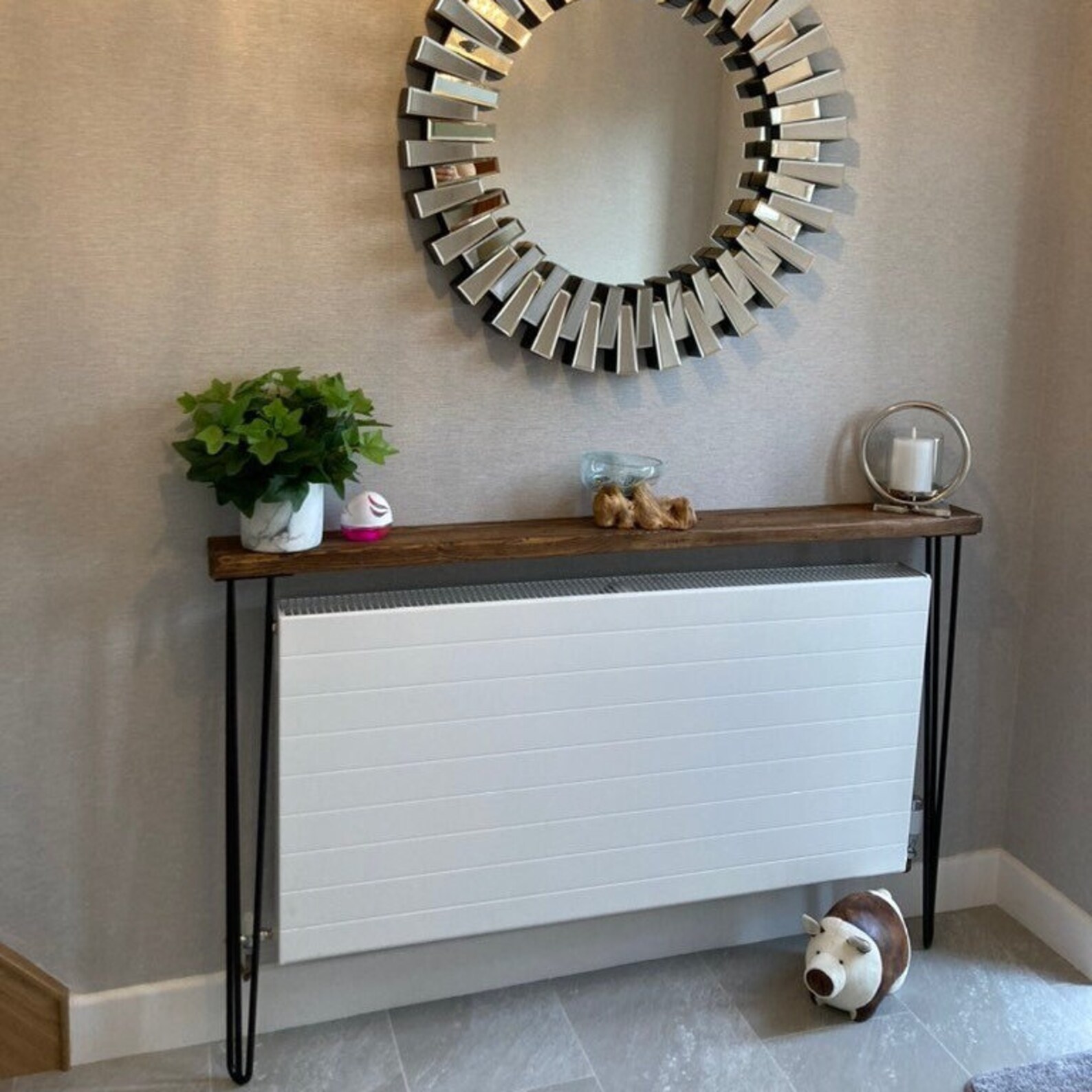 Rustic Radiator Cover With Hairpin Legs Radiator Shelf Etsy UK